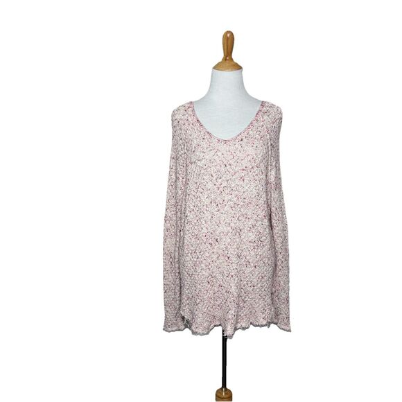 Free People Sweaters - Free People Poppyseed Lace Back Pink Beige Textured Sweater Size Small Womens